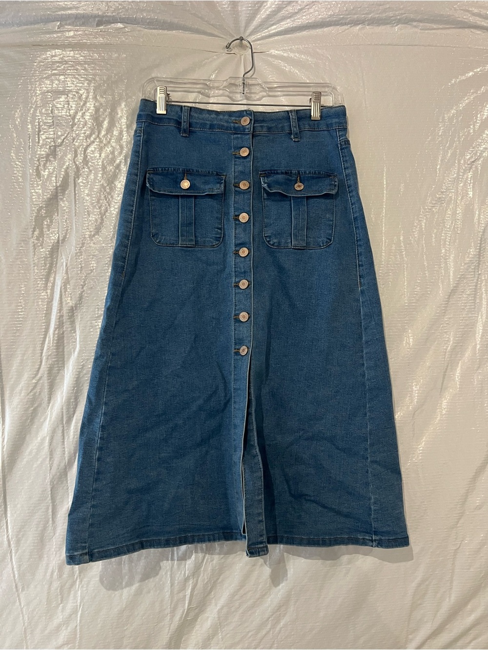 Vintage Violet Button Down Denim Skirt Size Medium